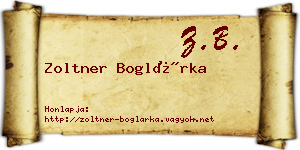 Zoltner Boglárka névjegykártya